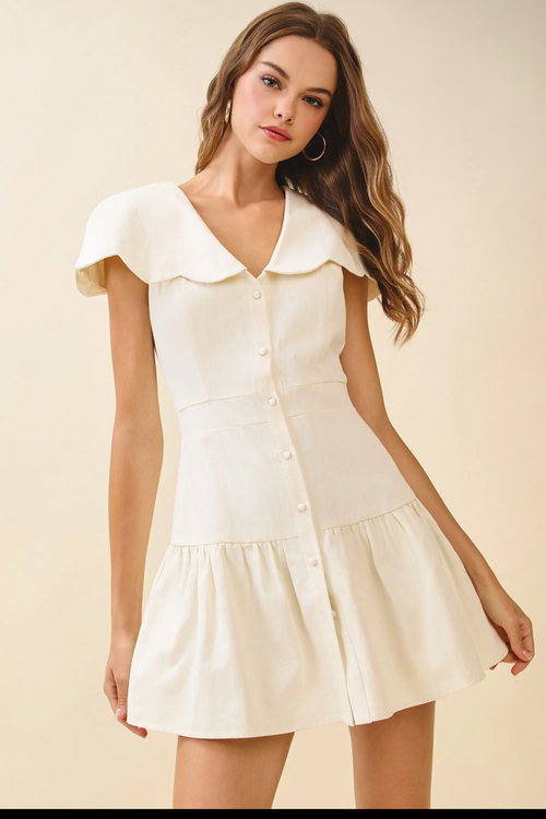 Cream  Scalloped Dress