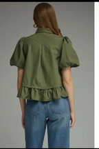 Hunter Green Puff Sleeve
