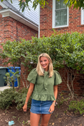 Hunter Green Puff Sleeve